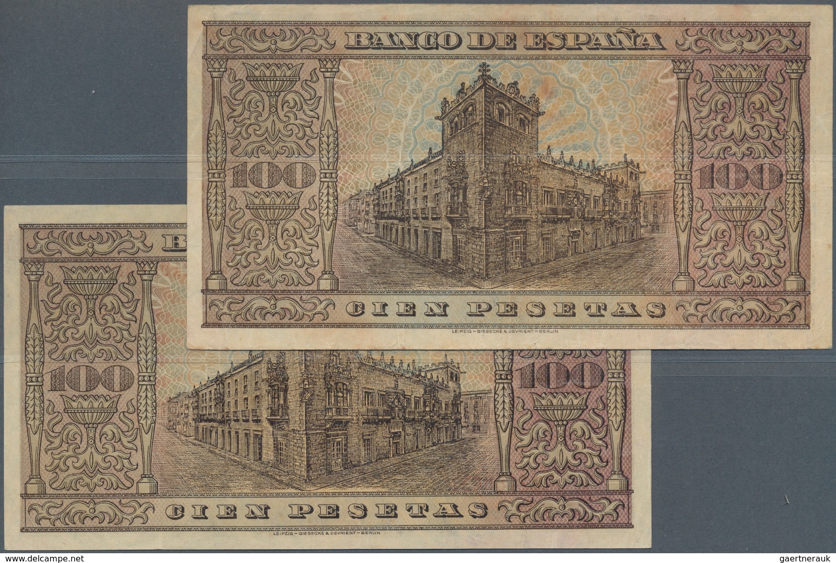 Spain / Spanien: Set Of 2 Notes 100 Pesetas 1938 P. 113, Both Used With Light Folds In Paper, Pinhol - Sonstige & Ohne Zuordnung
