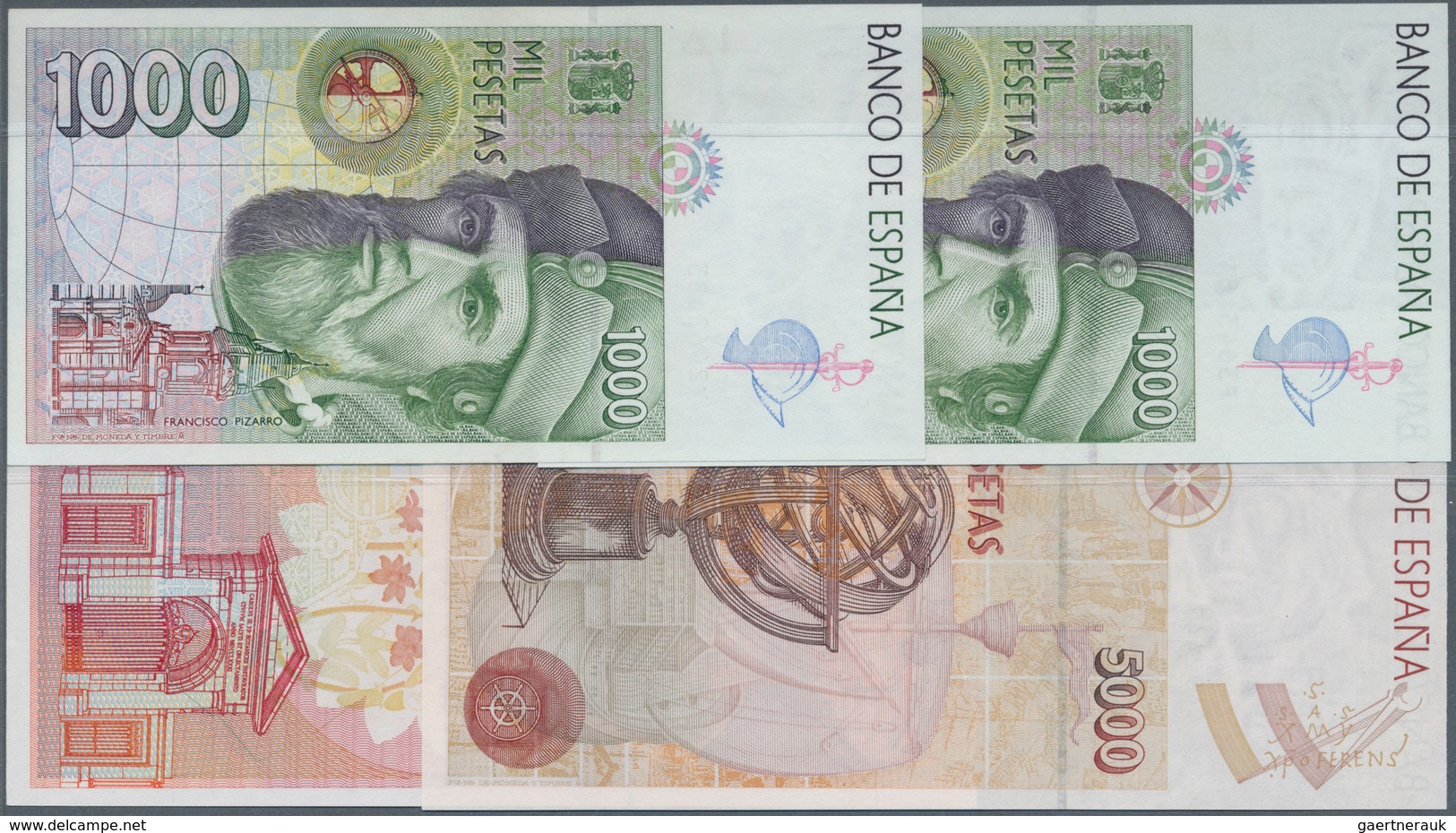 Spain / Spanien: Set Of 4 Notes Containing 2x 1000 Pesetas ND P. 163 (aUNC & UNC), 2000 Pesetas Seri - Otros & Sin Clasificación