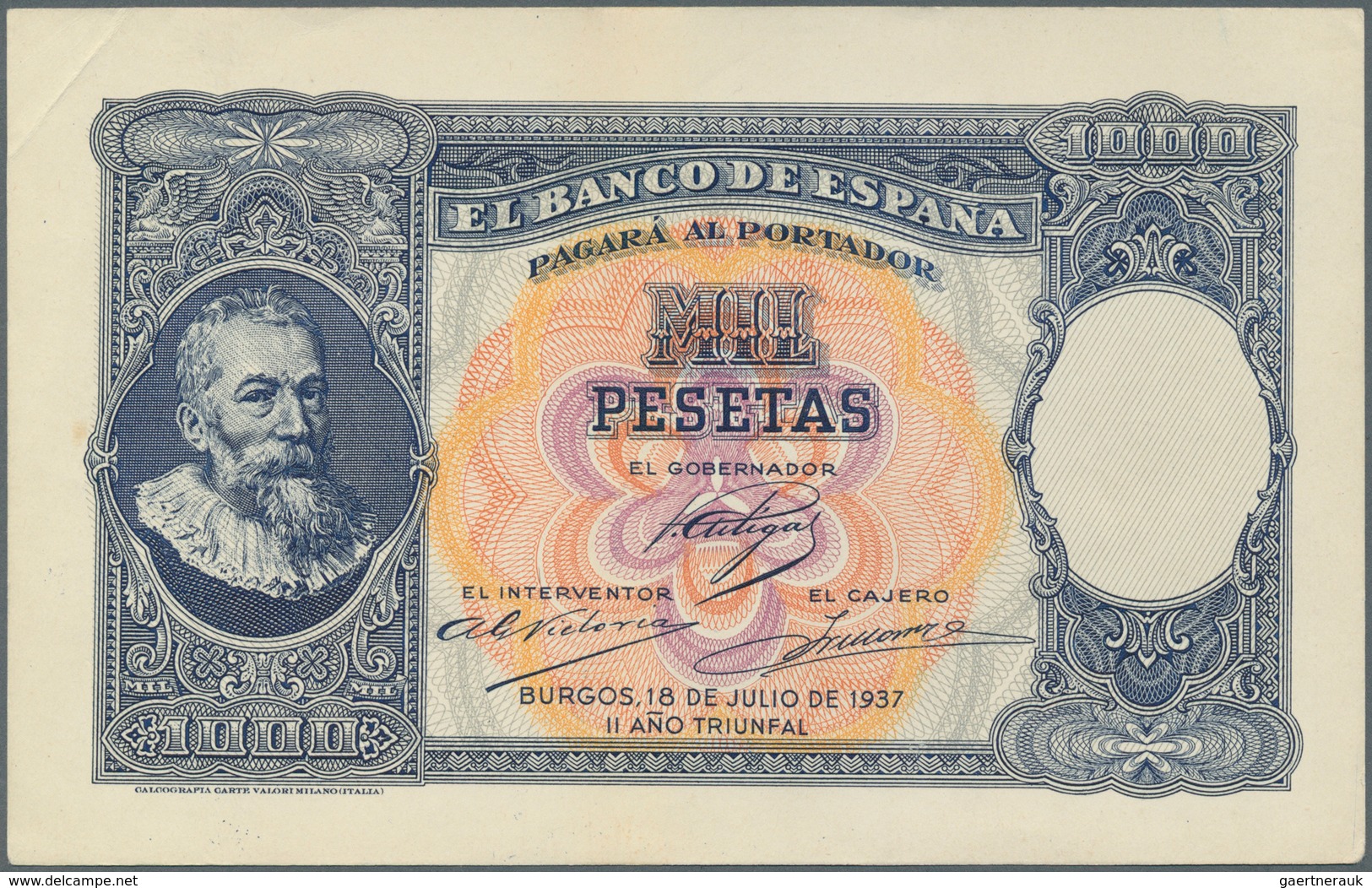 Spain / Spanien: 1000 Pesetas 1937 Specimen Proofs Pick Unlisted, Highly Rare Unissued Design, Print - Andere & Zonder Classificatie