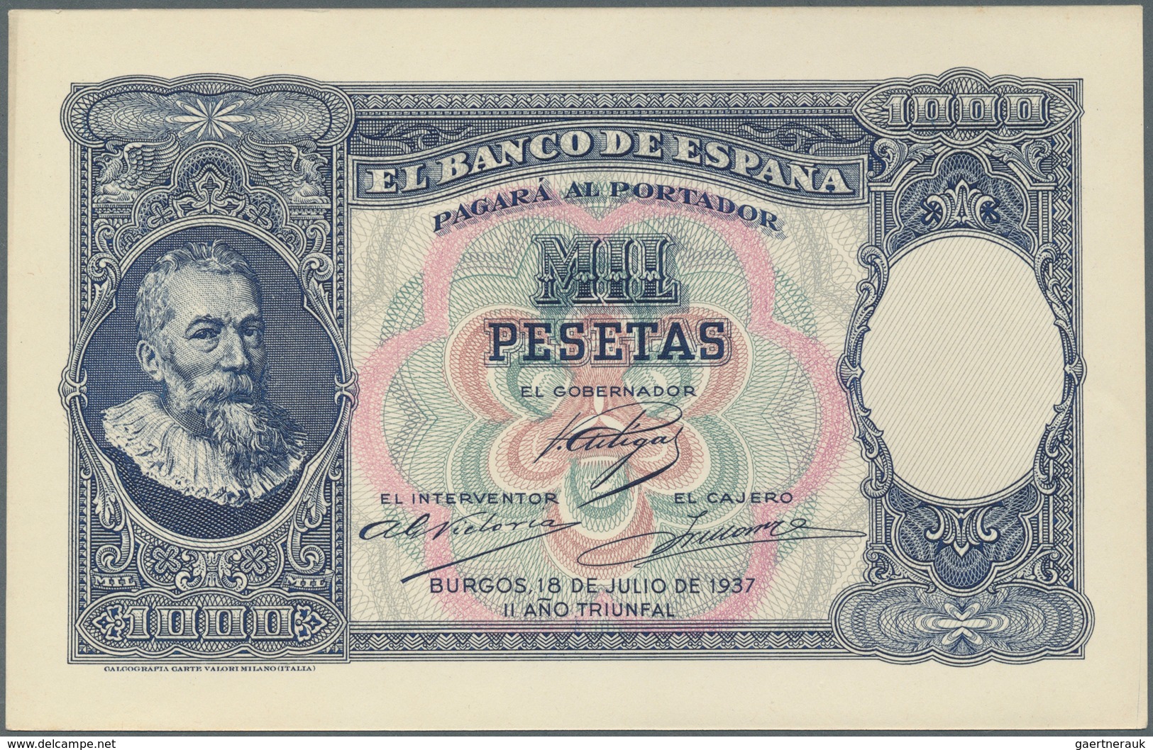 Spain / Spanien: 1000 Pesetas 1937 Specimen Proofs Pick Unlisted, Highly Rare Unissued Design, Print - Otros & Sin Clasificación