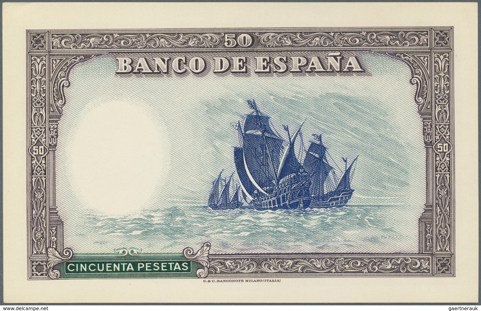 Spain / Spanien: 50 Pesetas 1937 Specimen Proof Pick Unlisted, Highly Rare Unissued Design, Printed - Otros & Sin Clasificación