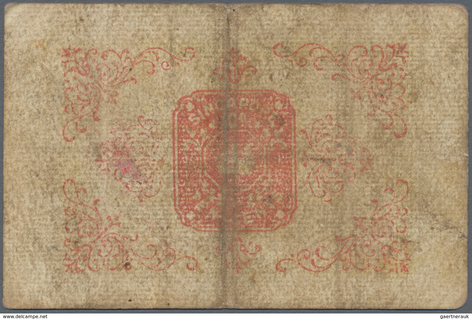 Straits Settlements: 10 Cents ND P. 6, Used With Vertical And Horizontal Folds, Light Stain In Paper - Malaysia