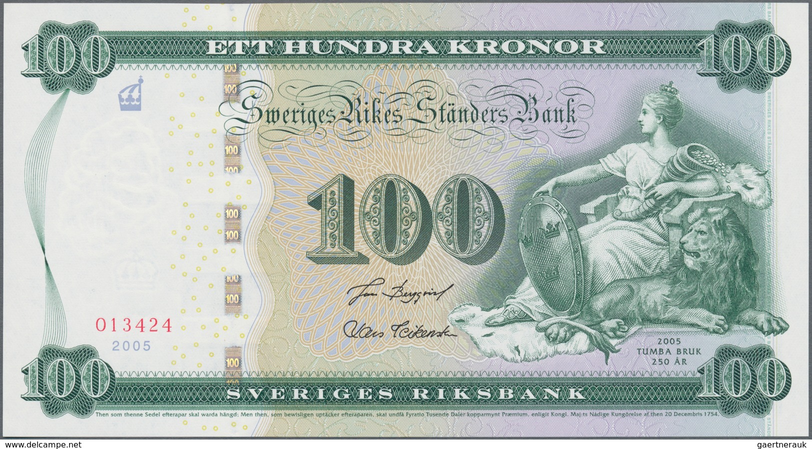 Sweden / Schweden: Original Folder With 100 Kronor 2005, P.68 In Perfect UNC Condition. - Schweden