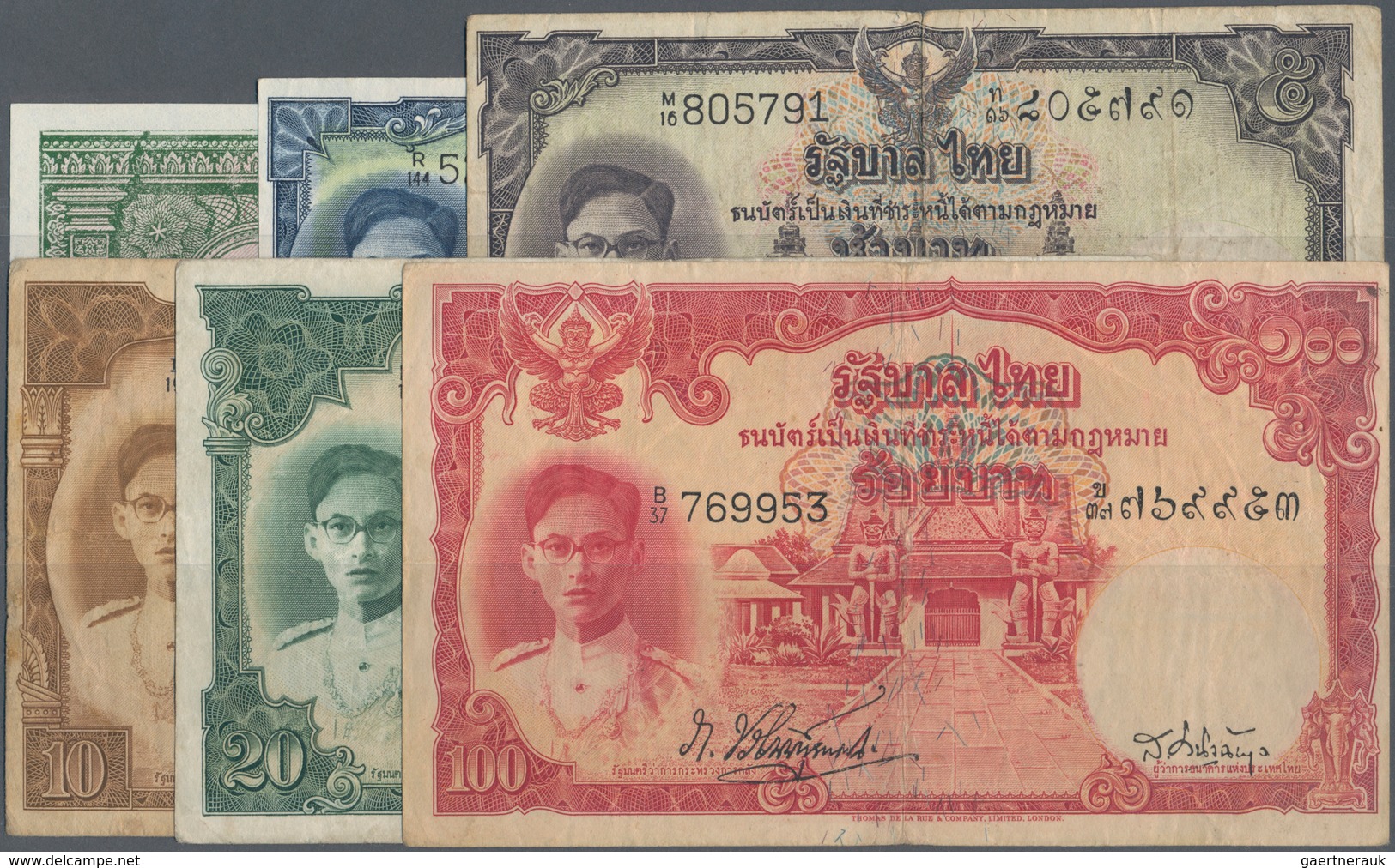 Thailand: Nice Set With 6 Banknotes Of The ND (1948) "King Rama IX" Issue Comprising 50 Satang P.68 - Tailandia