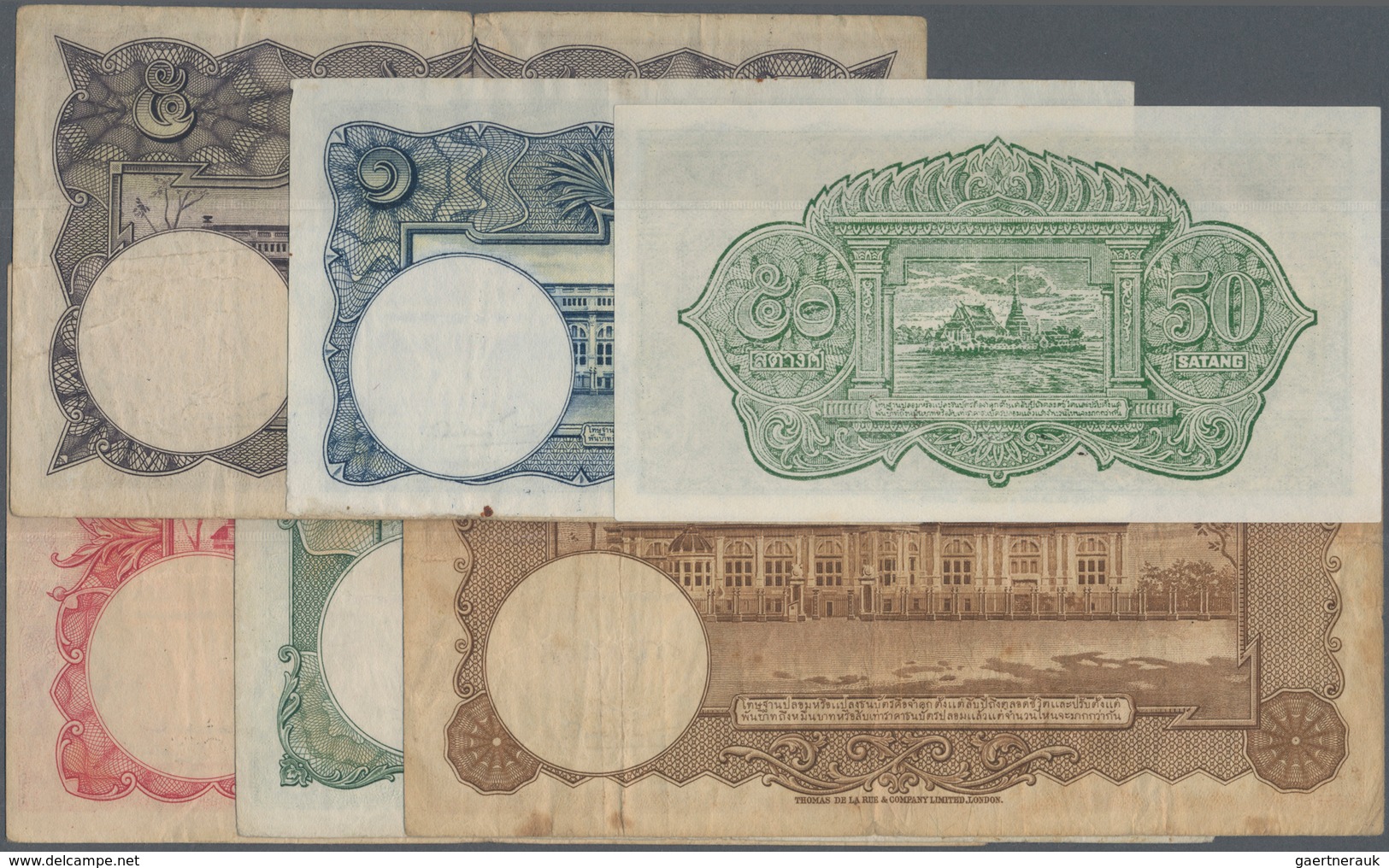 Thailand: Nice Set With 6 Banknotes Of The ND (1948) "King Rama IX" Issue Comprising 50 Satang P.68 - Tailandia