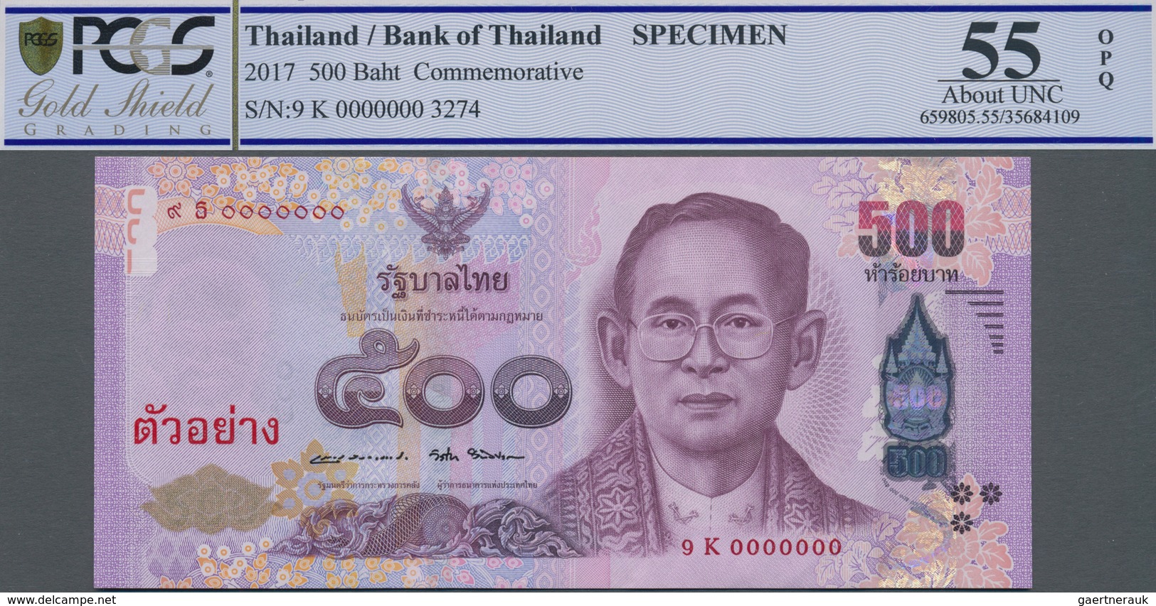 Thailand: Original Folder Of The Bank Of Thailand With 5 Specimen 20 - 1000 Baht 2017 Commemorating - Tailandia