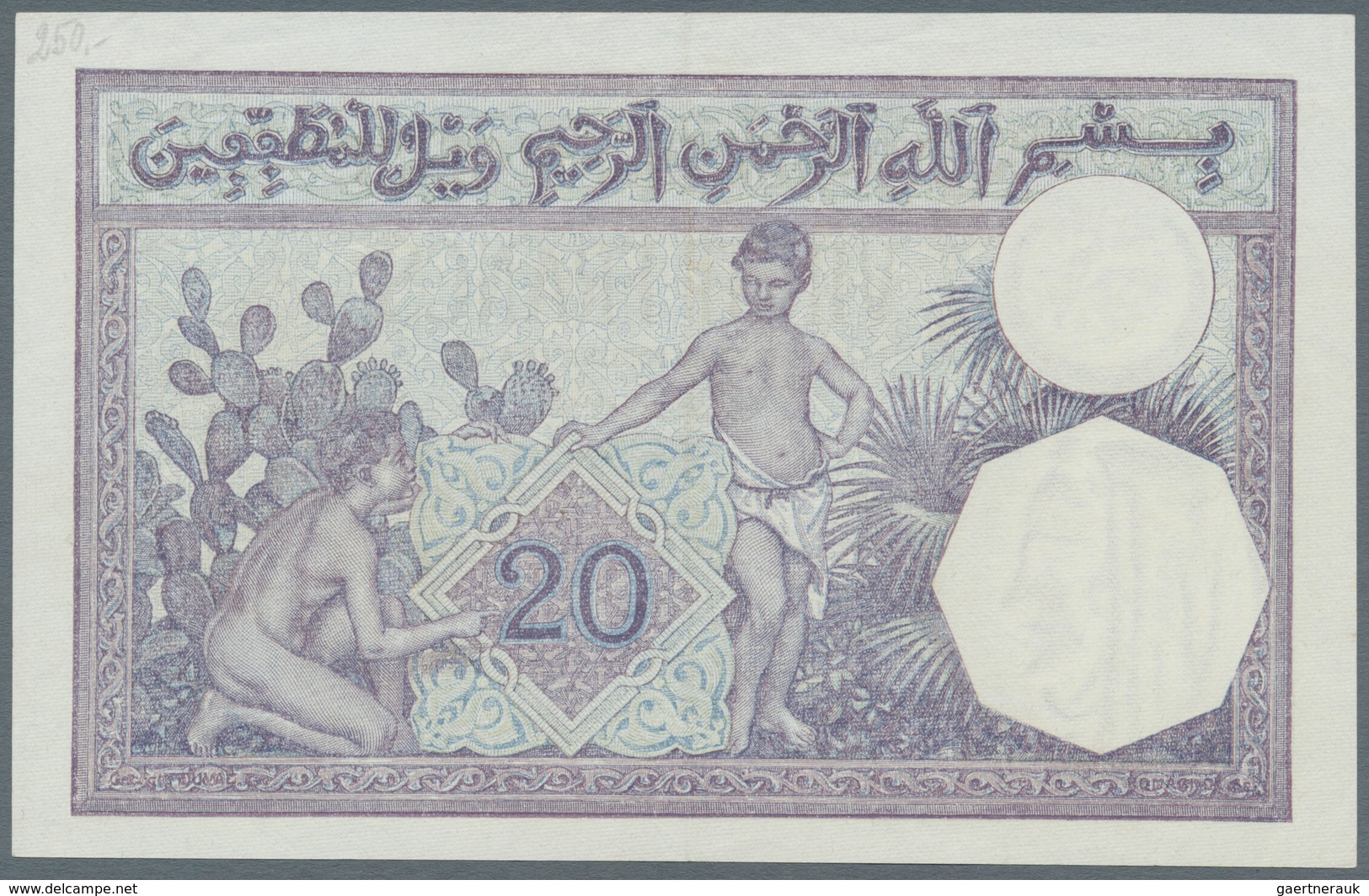 Tunisia / Tunisien: 20 Francs 1929 P. 6b, Light Center And Corner Fold, Crisp Paper And Original Col - Tunesien