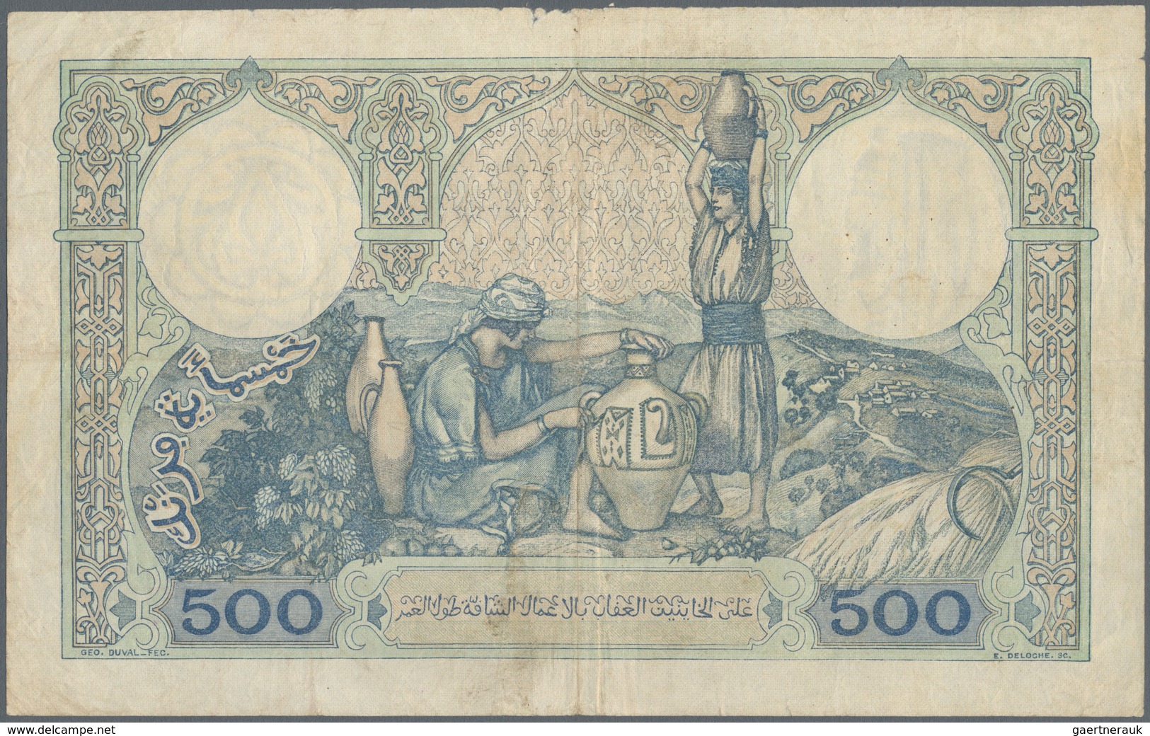 Tunisia / Tunisien: 500 Francs 1939 P. 14, Used With Several Folds And Creases, Minor Pinholes, Ligh - Tusesië