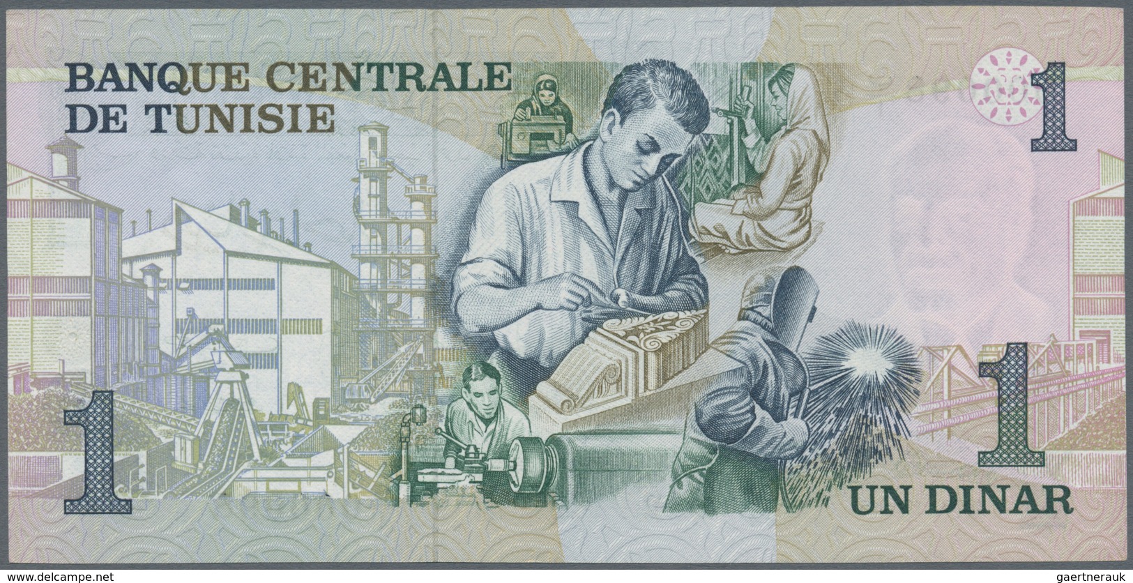 Tunisia / Tunisien: 1 Dinar 1973 P. 70, Very Rare With Very Low Serial Number A/1 000098, Banknote F - Tusesië