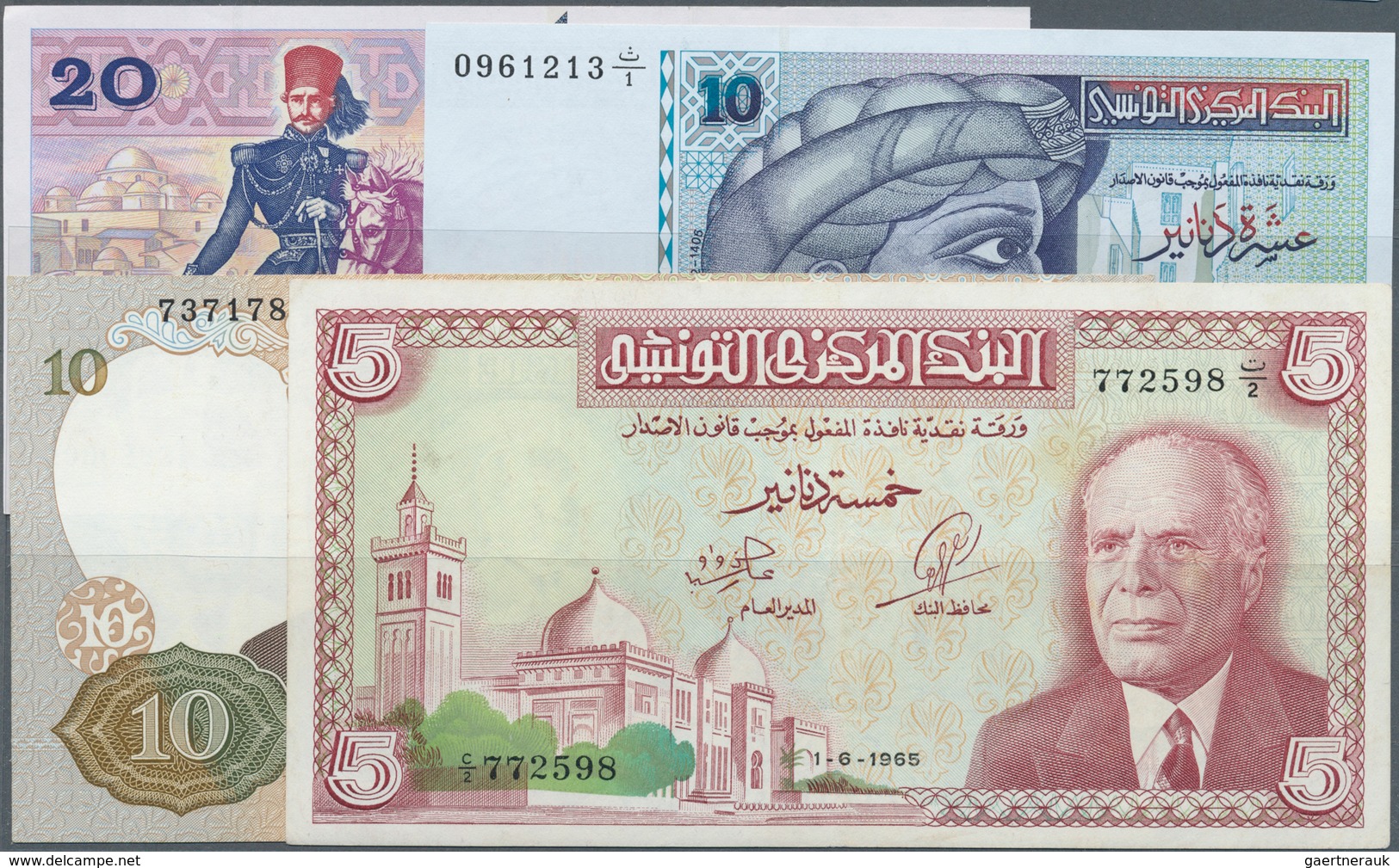 Tunisia / Tunisien: Set Of 15 Banknotes Containing 5 Dinars 1993, 3x 10 Dinars 1994, 2x 20 Dinars 19 - Tunisia