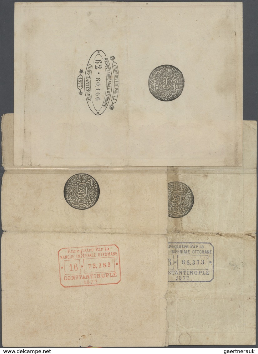 Turkey / Türkei: Set Of 3 Notes Ottoman Empire Containing 10, 20 & 50 Kurush ND(1876-78) P. 48, 50, - Turkije