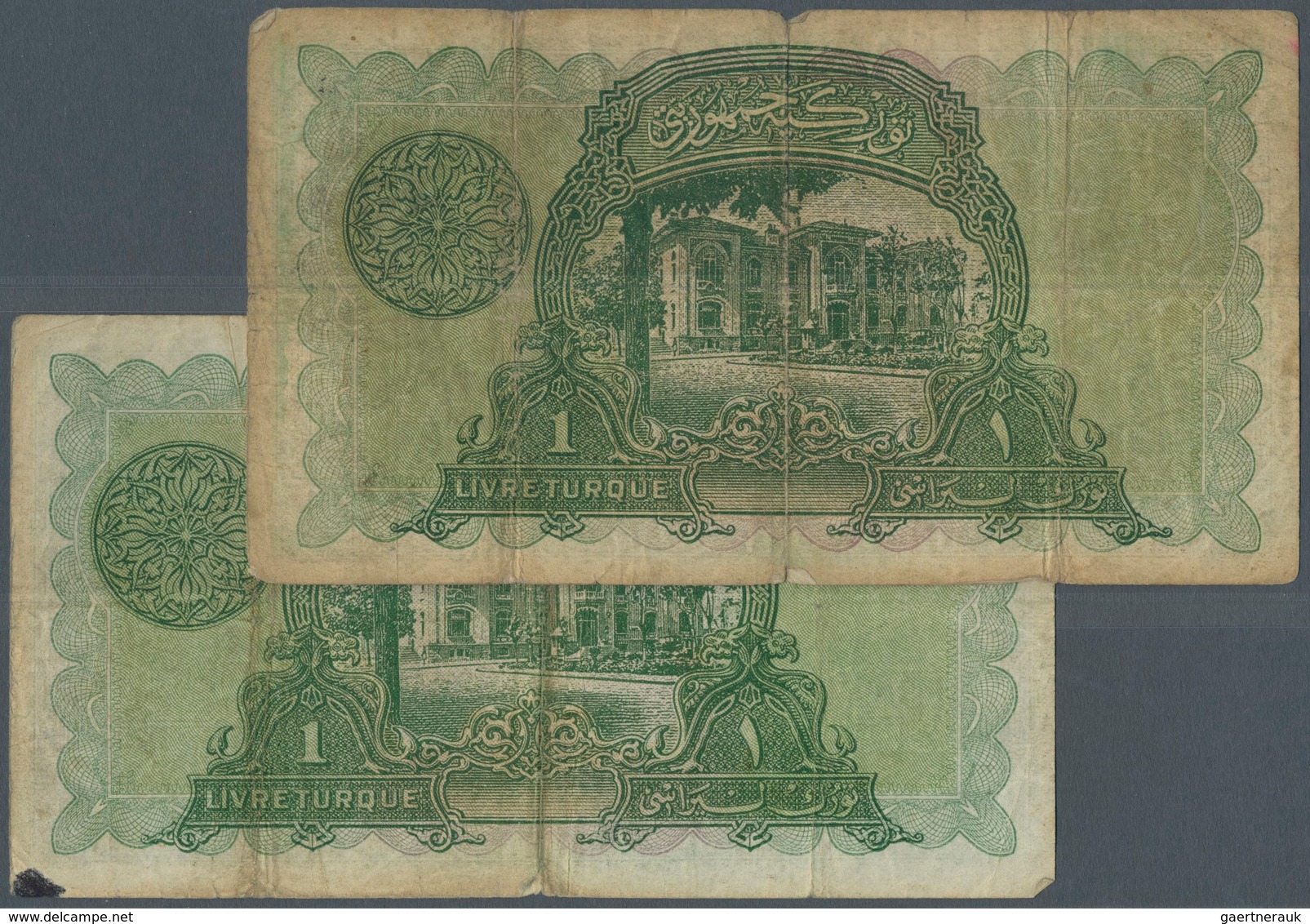 Turkey / Türkei: Set Of 2 Notes 1 Livre L.1926 P. 119, Similar Condition, Used With Vertical Folds, - Turquia