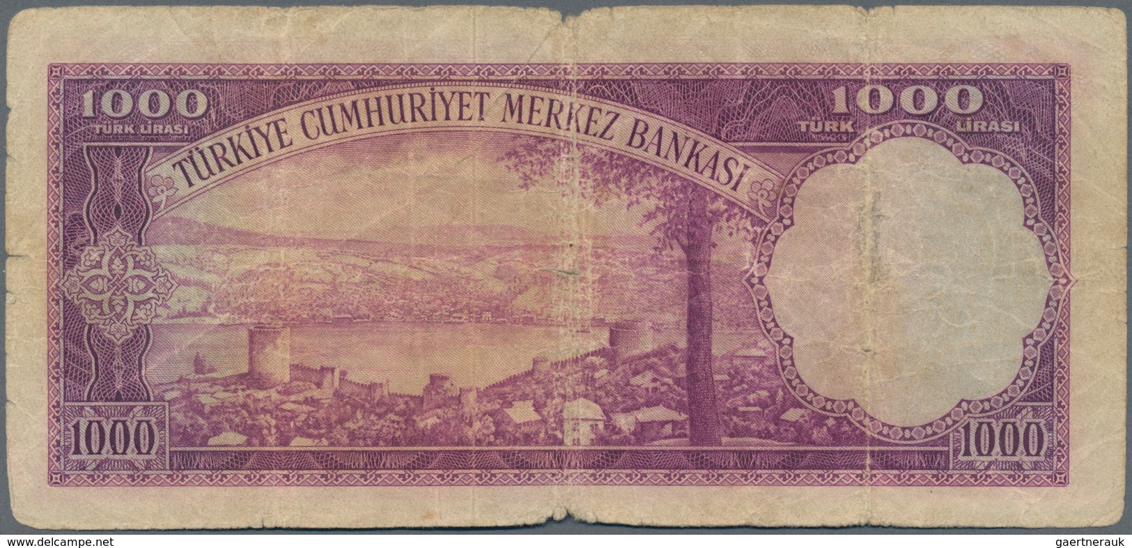 Turkey / Türkei: 1000 Lira 1953 P. 172, Used With Stronger Folds, Borders Worn, Center Tear And Smal - Turkije