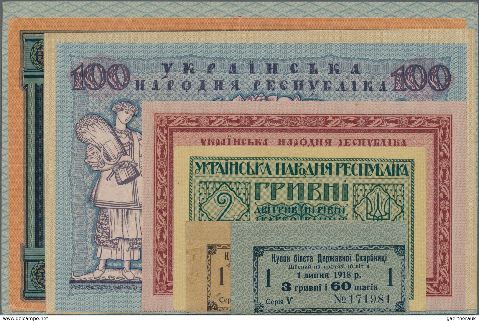 Ukraina / Ukraine: Very Nice Set With 8 Banknotes Comprising 3 Hriven 60 Shagiv And 18 Hriven Cupon - Ukraine