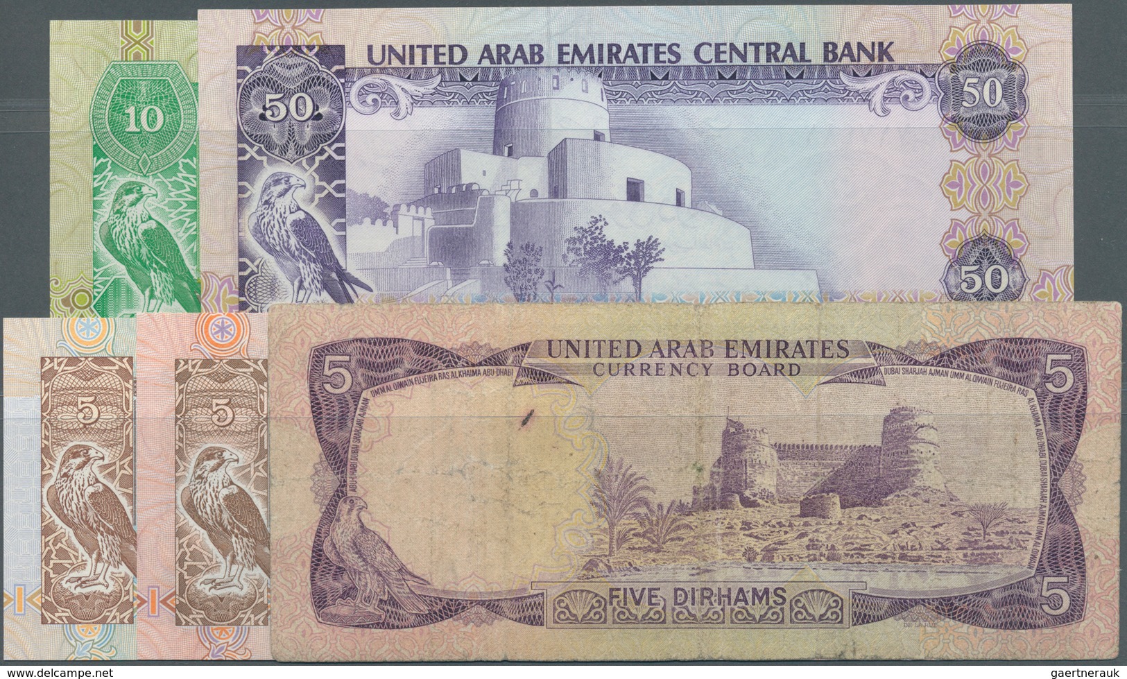 United Arab Emirates / Vereinigte Arabische Emirate: Set Of 9 Banknotes Containing The Following Pic - Verenigde Arabische Emiraten