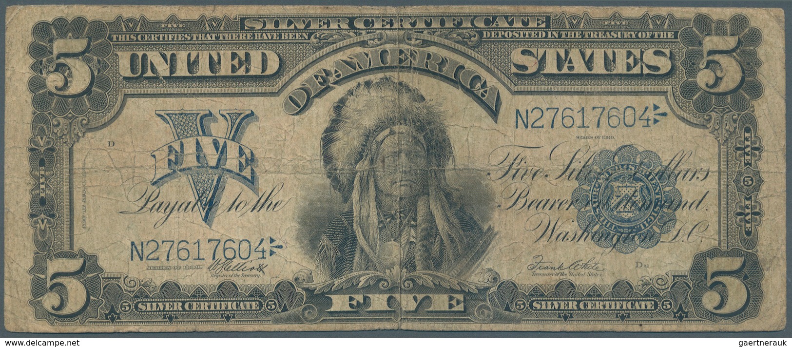 United States Of America: 5 Dollars Silver Certificate Series 1899, P.340 In Well Worn Condition Wit - Sonstige & Ohne Zuordnung