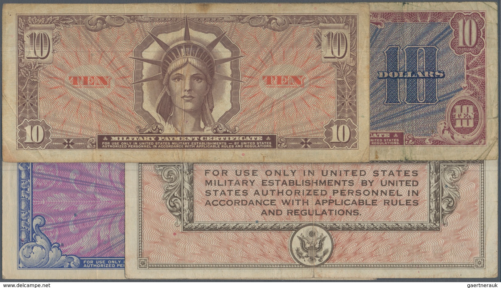 United States Of America: Set Of 4 Notes Containing 10 Dollars Series 461 P. M7 (F+ To VF-), 10 Doll - Andere & Zonder Classificatie