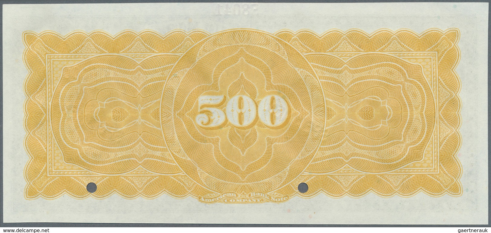 Venezuela:  Banco De Maracaibo 500 Bolivares 1925/26 SPECIMEN, P.S229s, Punch Hole Cancellation At L - Venezuela
