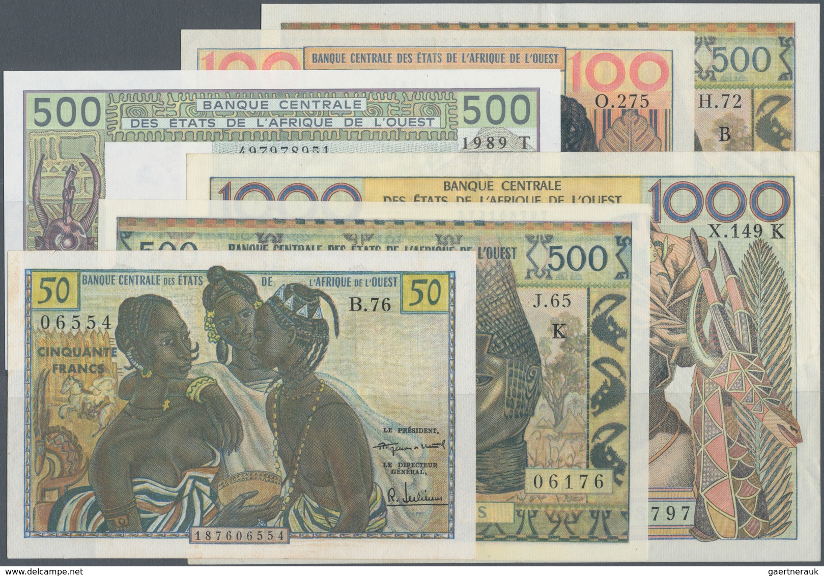 West African States / West-Afrikanische Staaten: Set Of 6 Banknotes Containing 50 Francs ND(1985) P. - Westafrikanischer Staaten