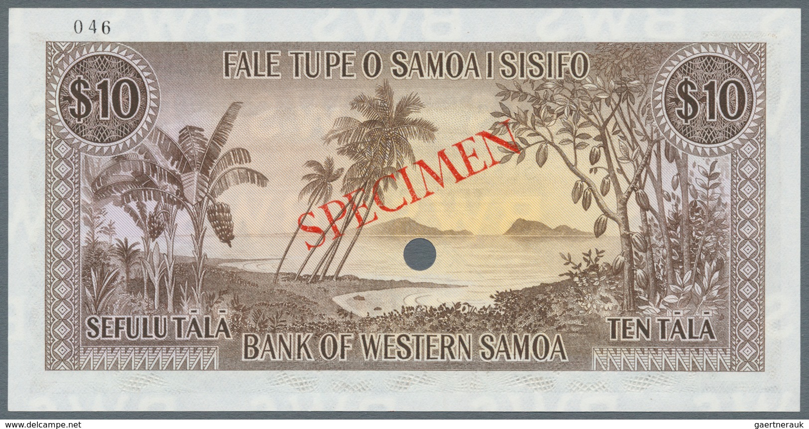 Western Samoa / West-Samoa: 10 Tala ND(1967) SPECIMEN P.18dsin Perfect UNC Condition - Samoa