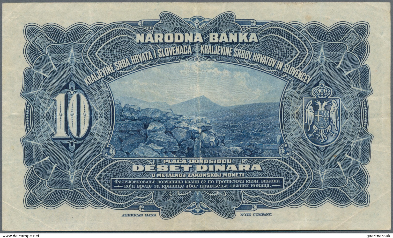 Yugoslavia / Jugoslavien: 10 Dinars 1920 P. 21 In Lightly Used Condition With Folds But No Holes Or - Yugoslavia