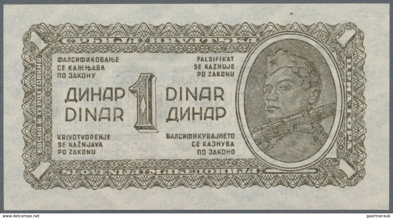 Yugoslavia / Jugoslavien: Nice Set With 8 Banknotes Of The 1944 "Partisan" Issue With 1, 5, 2 X 10, - Yugoslavia