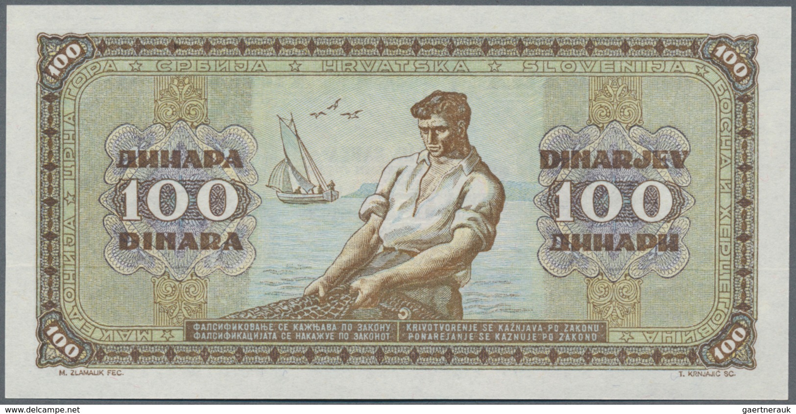 Yugoslavia / Jugoslavien: Very Nice Set Of The 1946 And 1955 Series Comprising 50, 2 X 100, 500 And - Yugoslavia