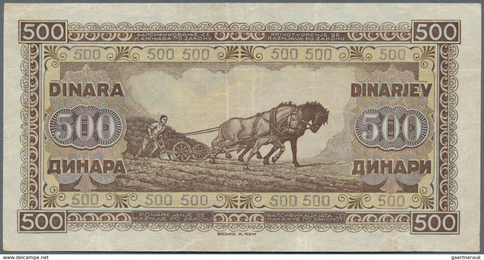 Yugoslavia / Jugoslavien: Very nice set of the 1946 and 1955 series comprising 50, 2 x 100, 500 and