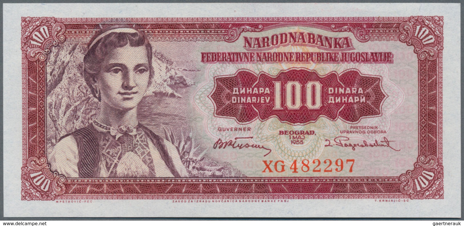 Yugoslavia / Jugoslavien: Very nice set of the 1946 and 1955 series comprising 50, 2 x 100, 500 and