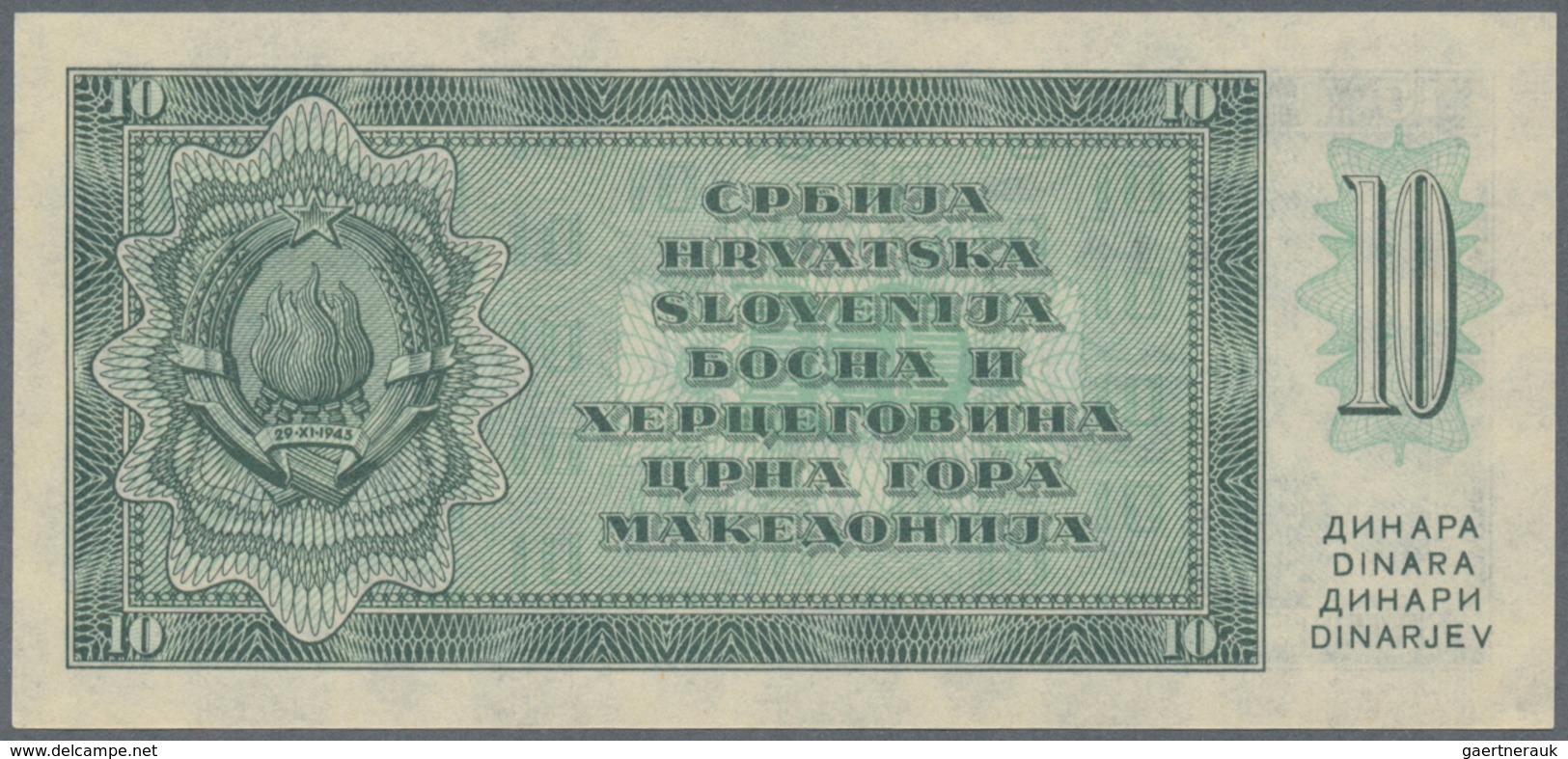 Yugoslavia / Jugoslavien: 10 Dinara 1950 Unissued, P.67S, Some Minor Spots And Lightly Wavy Paper, O - Yugoslavia