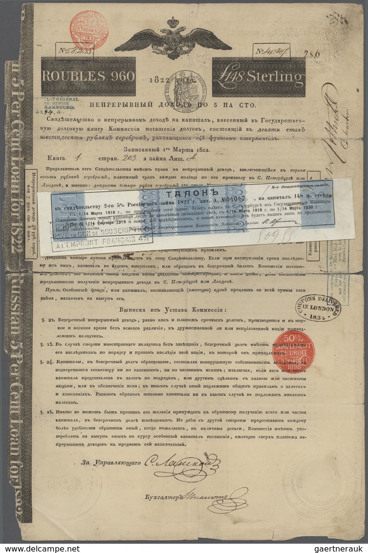Varia: 1898 Share Of Rothschild With Connection To Russia Valued 960 Roubles, In Used Condition With - Otros & Sin Clasificación