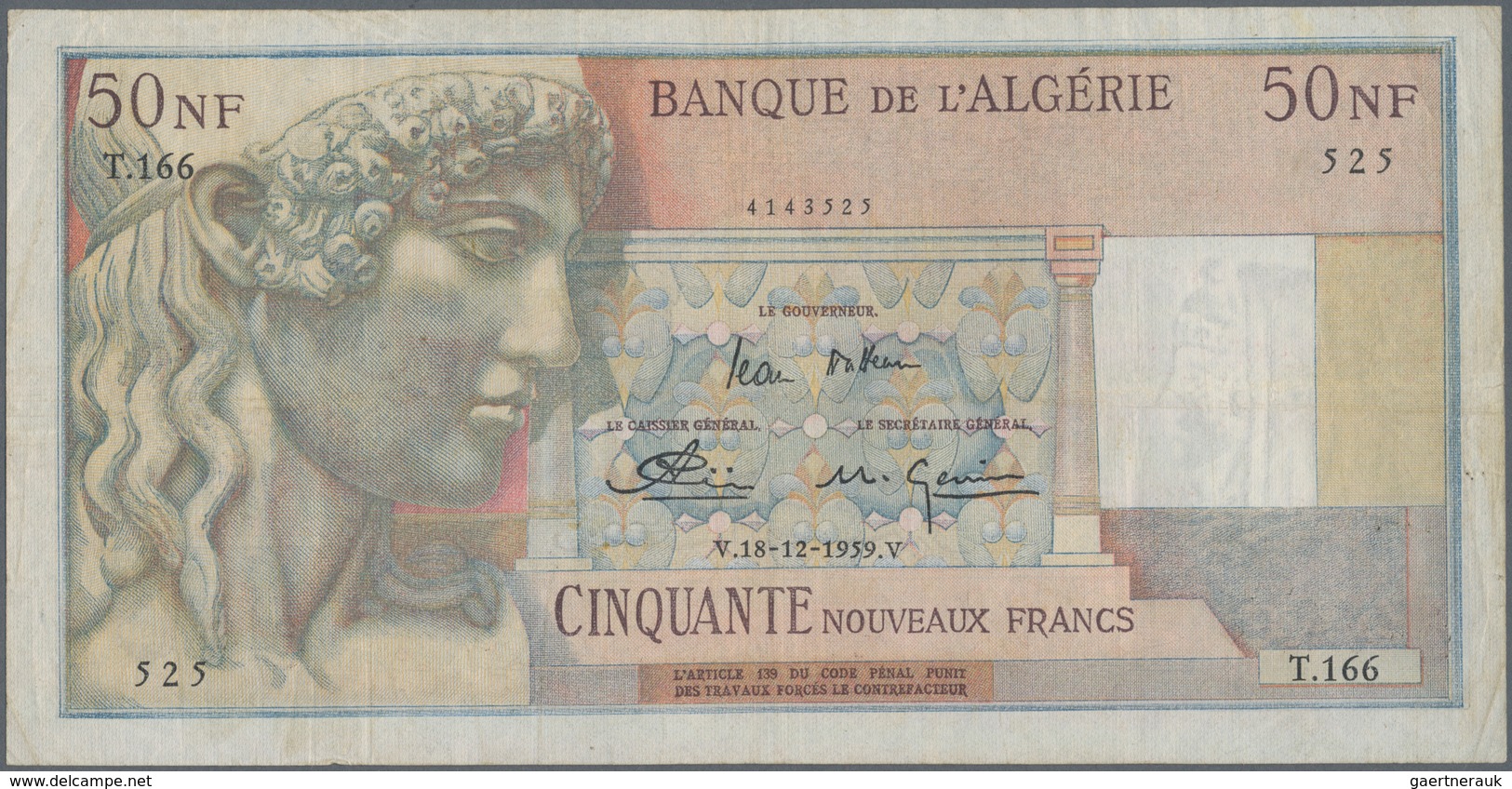 Algeria / Algerien: Set Of 2 Notes Containing 5000 Francs 1949 P. 109 (F) And 50 Nouveaux Francs 195 - Algerije