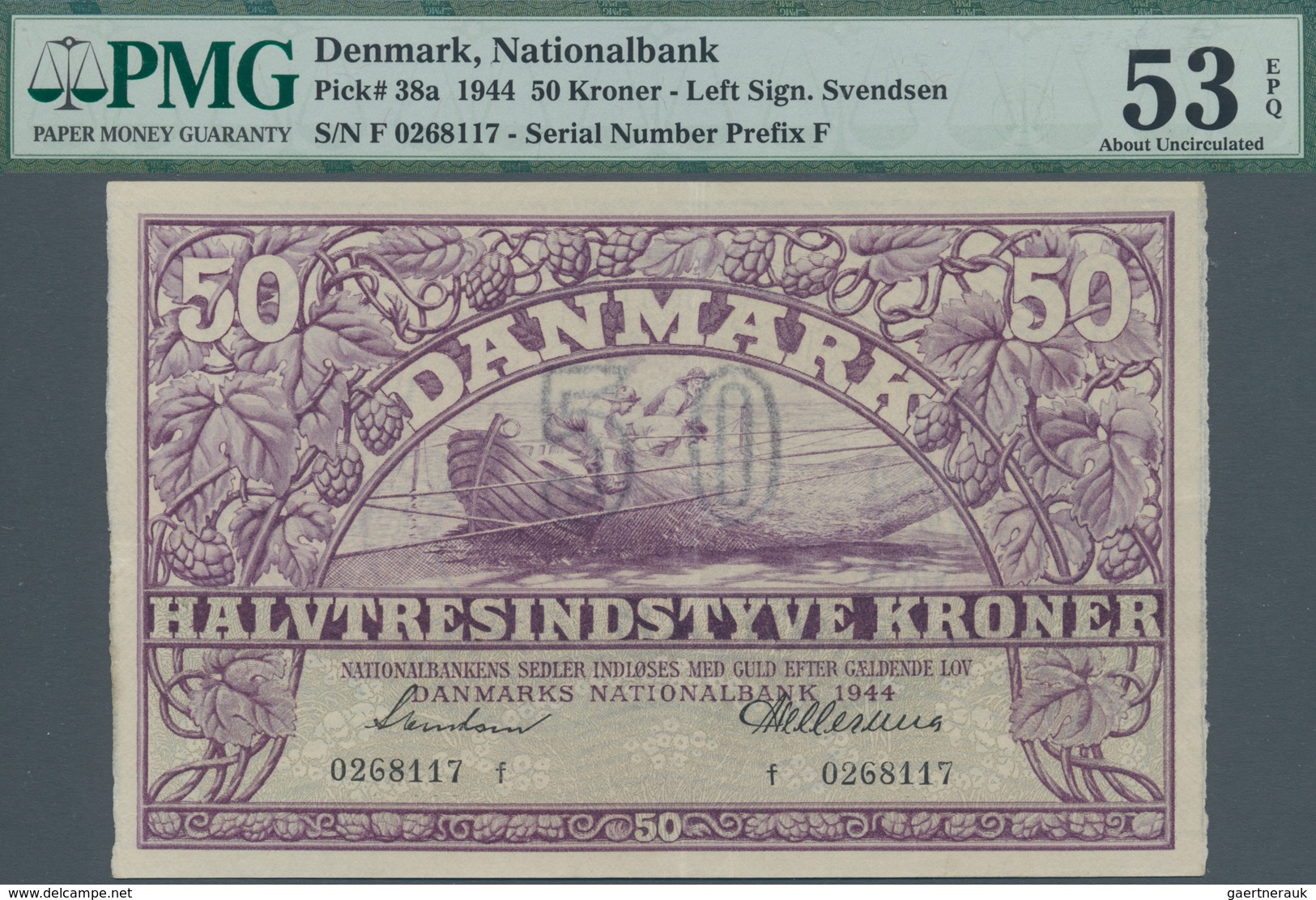 Denmark  / Dänemark: 50 Kroner 1944 P. 38a, Condition: PMG Graded 53 About UNC EPQ. - Dänemark