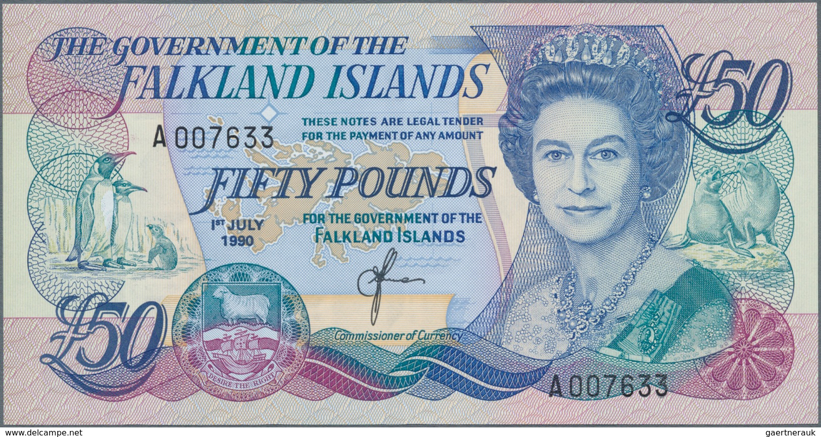 Falkland Islands / Falkland Inseln: 50 Dollars 1990 P. 16a In Condition: UNC. - Falklandeilanden