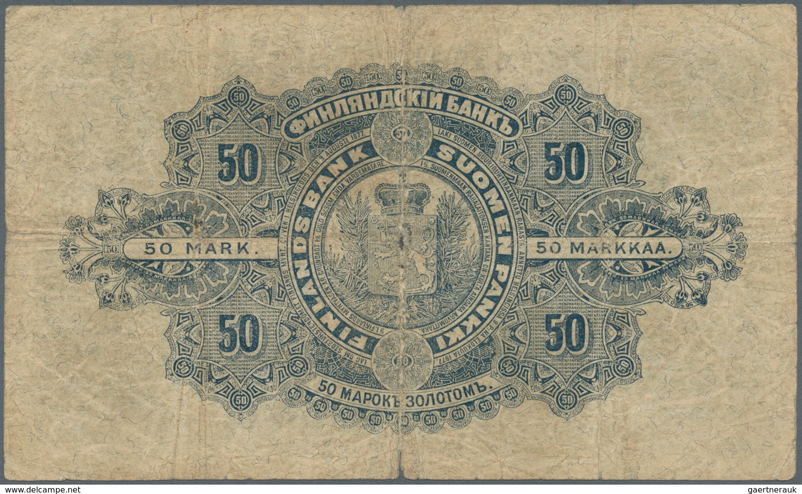 Finland / Finnland: 50 Markkaa 1898 P. 6c, Stronger Used With Strong Center And Horizontal Fold, 2 C - Finland