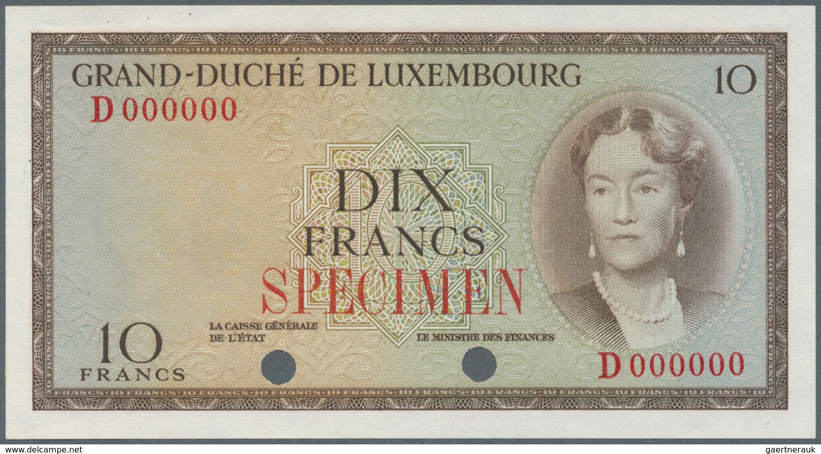 Luxembourg: 10 Francs ND(1954) Color Trial P. 48ct, Residuals From Attachment To Presentation Book A - Luxemburg