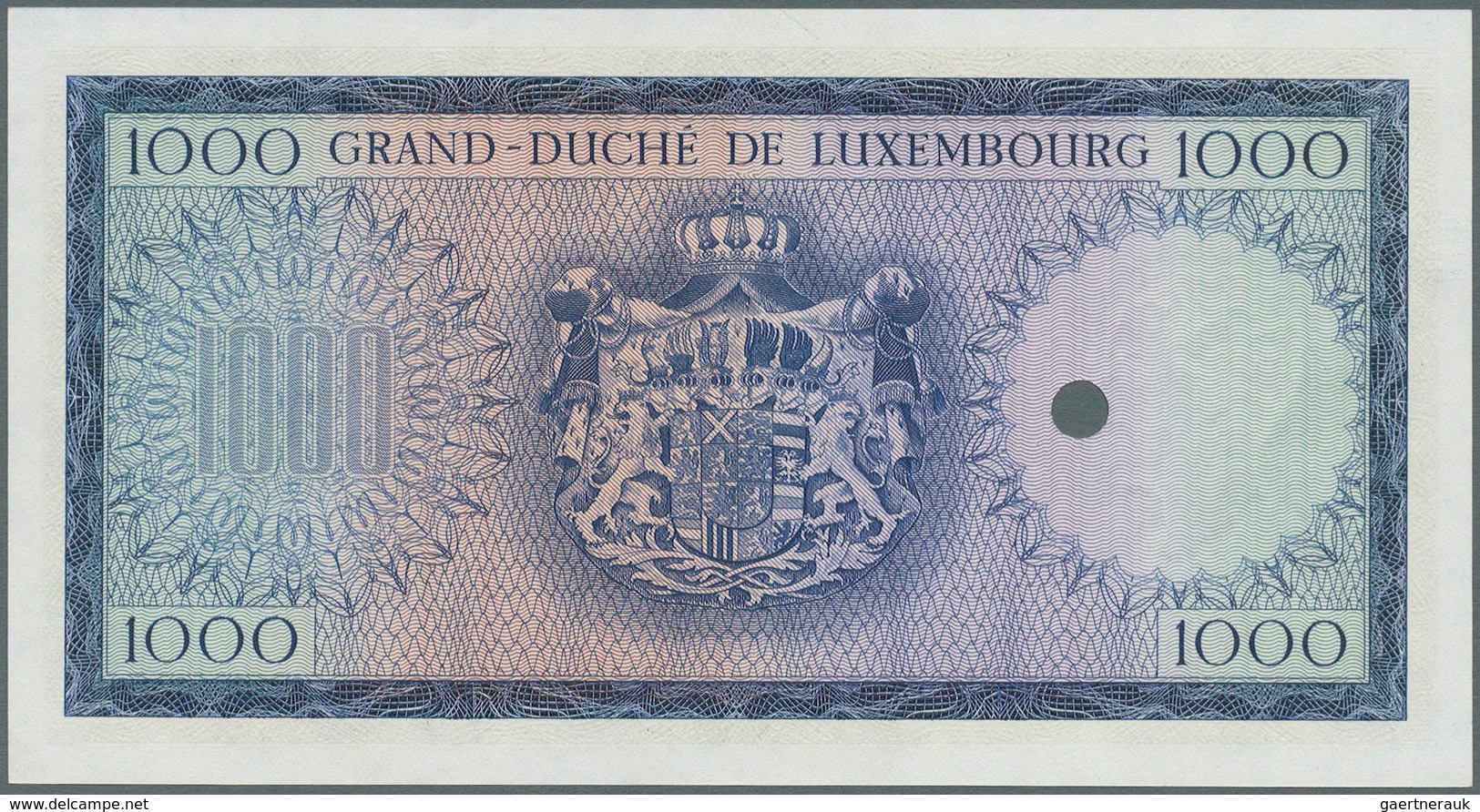 Luxembourg: 1000 Francs ND Color Trial Of P. 52B In Blue Instead Of Brown Color, With Specimen Seria - Luxemburgo