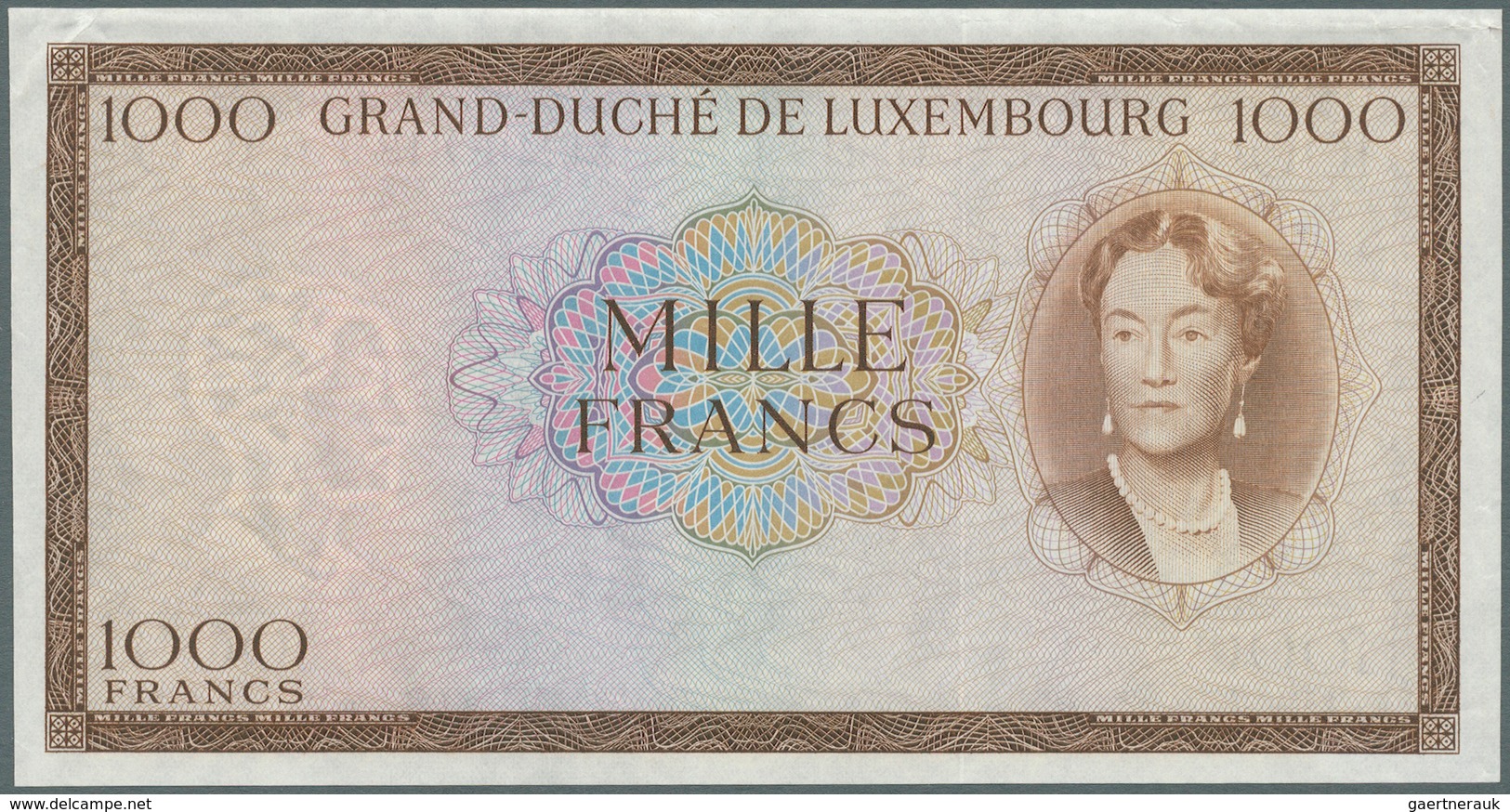 Luxembourg: 1000 Francs ND P. 52B Proof Print Without Serial And Signatures, Horizontal Fold Along T - Luxemburg