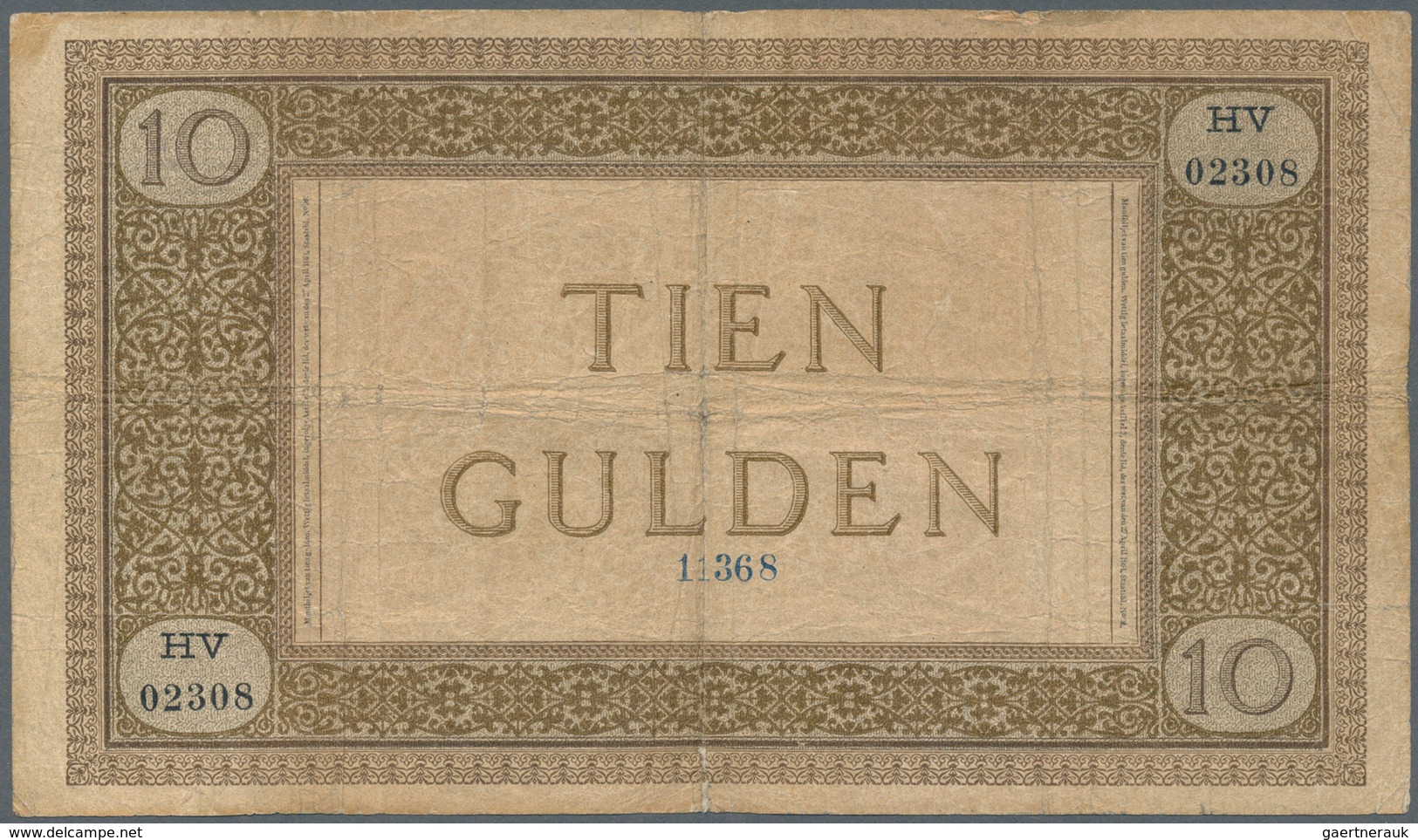 Netherlands / Niederlande: 10 Gulden 1898 P. 2, Very Rare, Used With Staining In Paper, Strong Cente - Andere & Zonder Classificatie