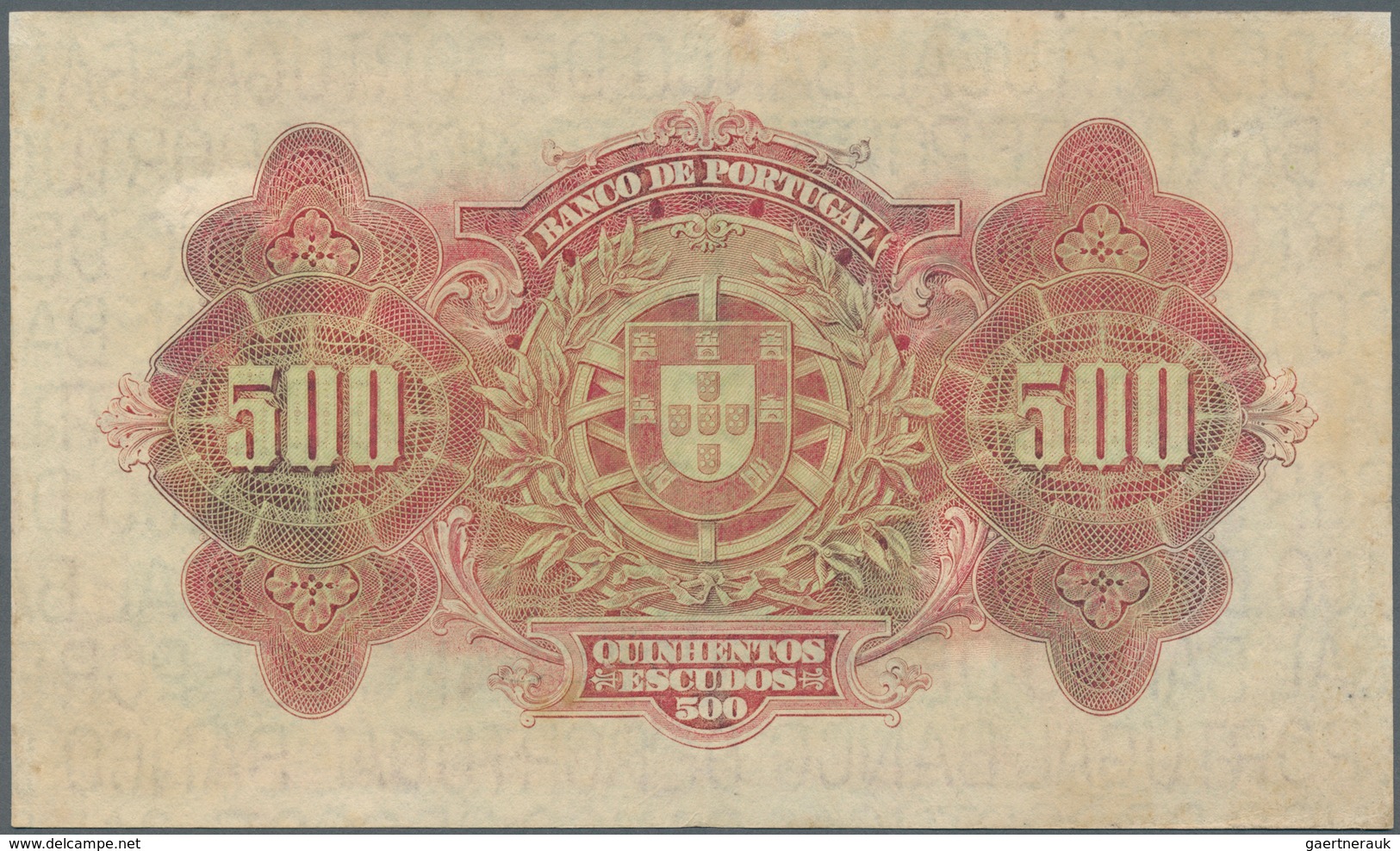 Portugal: 500 Escudos 1922 P. 130, Very Rare And Searched Note, Small Repair At Upper Border Center - Portugal