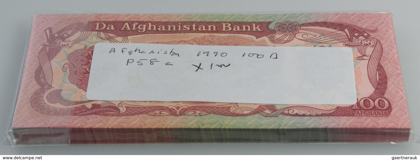 Afghanistan: Bundle With 100 Pcs. 100 Afghanis 1990, P.58c In UNC - Afghanistán