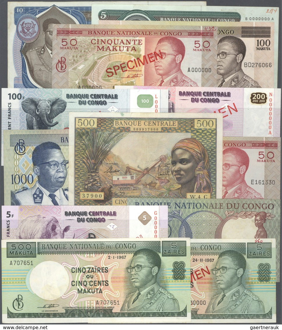 Congo / Kongo: About 300 Banknotes Containing The Following Pick Numbers In Different Quantities And - Zonder Classificatie