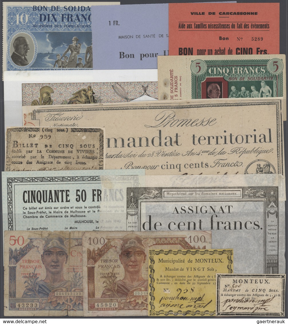 France / Frankreich: Huge Collection France Assignates, Regional Notgeld, Bon De Solidarité, Tresor - Sonstige & Ohne Zuordnung