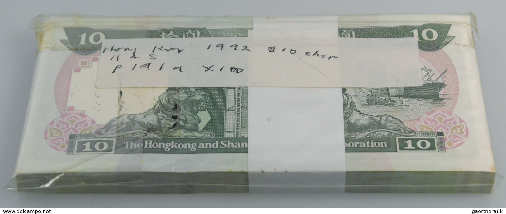 Hong Kong: Bundle With 100 Pcs. Hong Kong 10 Dollars 1992, P.191a In AUNC/UNC - Hong Kong