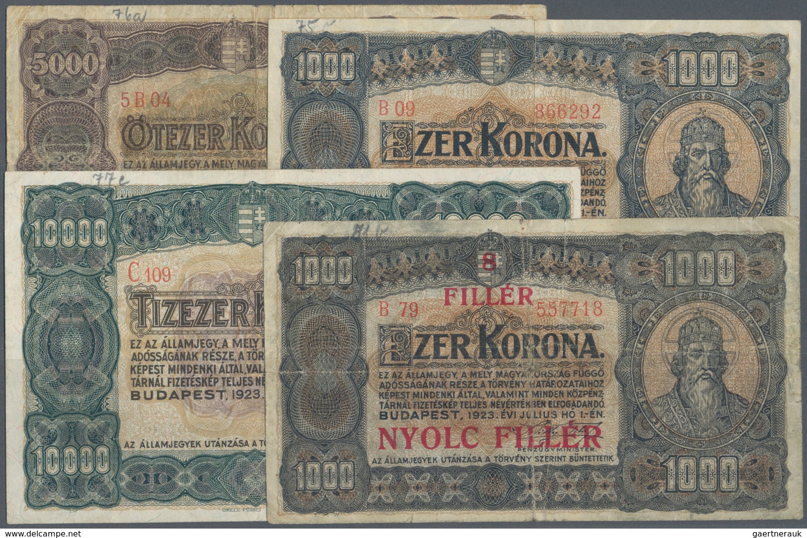 Hungary / Ungarn: Set With 11 Banknotes Of The 1923 Second Issue Of The Korona Notes Containing For - Hongarije