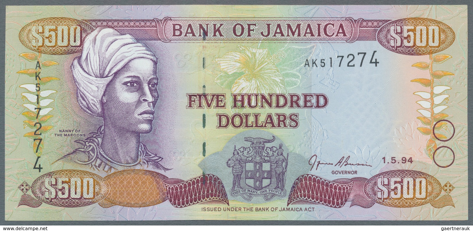 Jamaica: Lot With 38 Banknotes Jamaica 1 - 500 Dollars ND(1970's) - 1999 In F- To UNC Condition. (38 - Jamaica