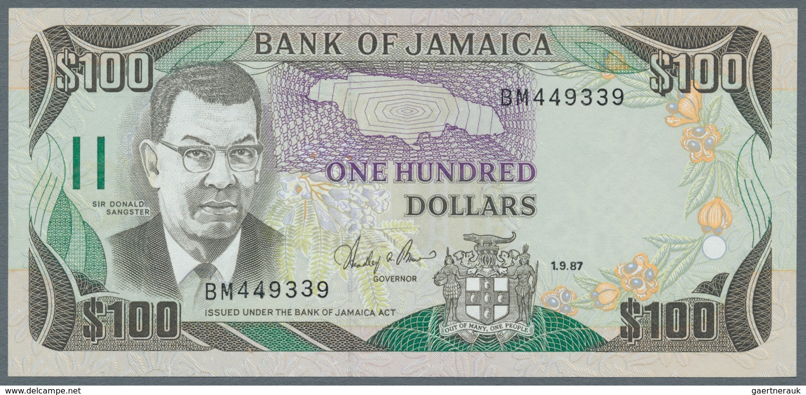 Jamaica: Lot with 38 banknotes Jamaica 1 - 500 Dollars ND(1970's) - 1999 in F- to UNC condition. (38