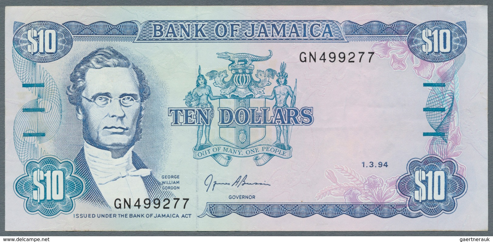 Jamaica: Lot with 38 banknotes Jamaica 1 - 500 Dollars ND(1970's) - 1999 in F- to UNC condition. (38