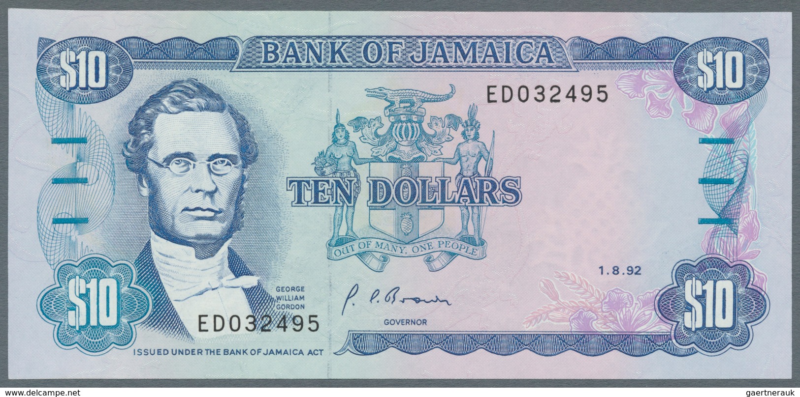 Jamaica: Lot with 38 banknotes Jamaica 1 - 500 Dollars ND(1970's) - 1999 in F- to UNC condition. (38