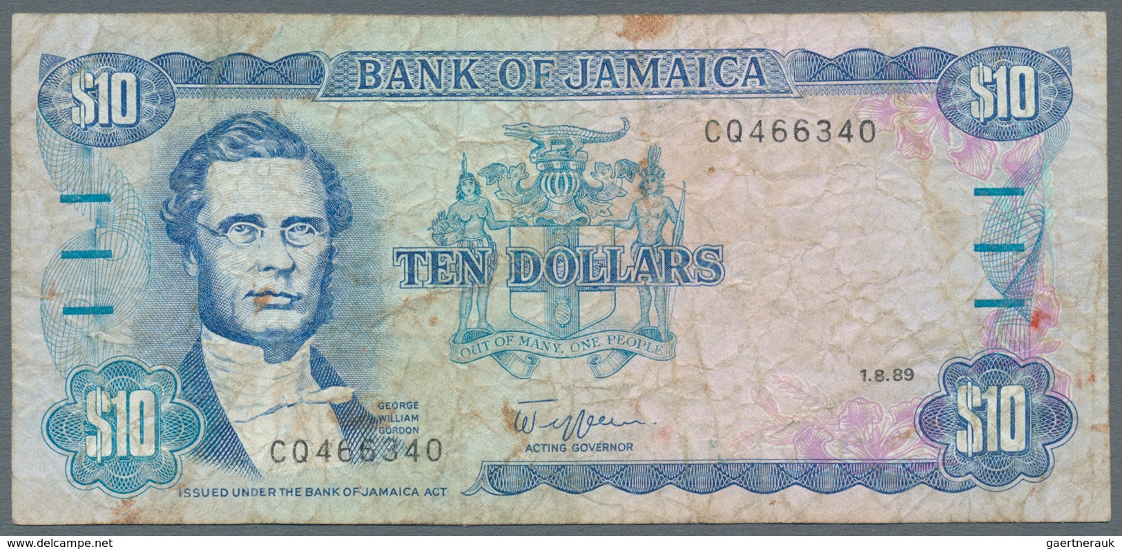 Jamaica: Lot with 38 banknotes Jamaica 1 - 500 Dollars ND(1970's) - 1999 in F- to UNC condition. (38